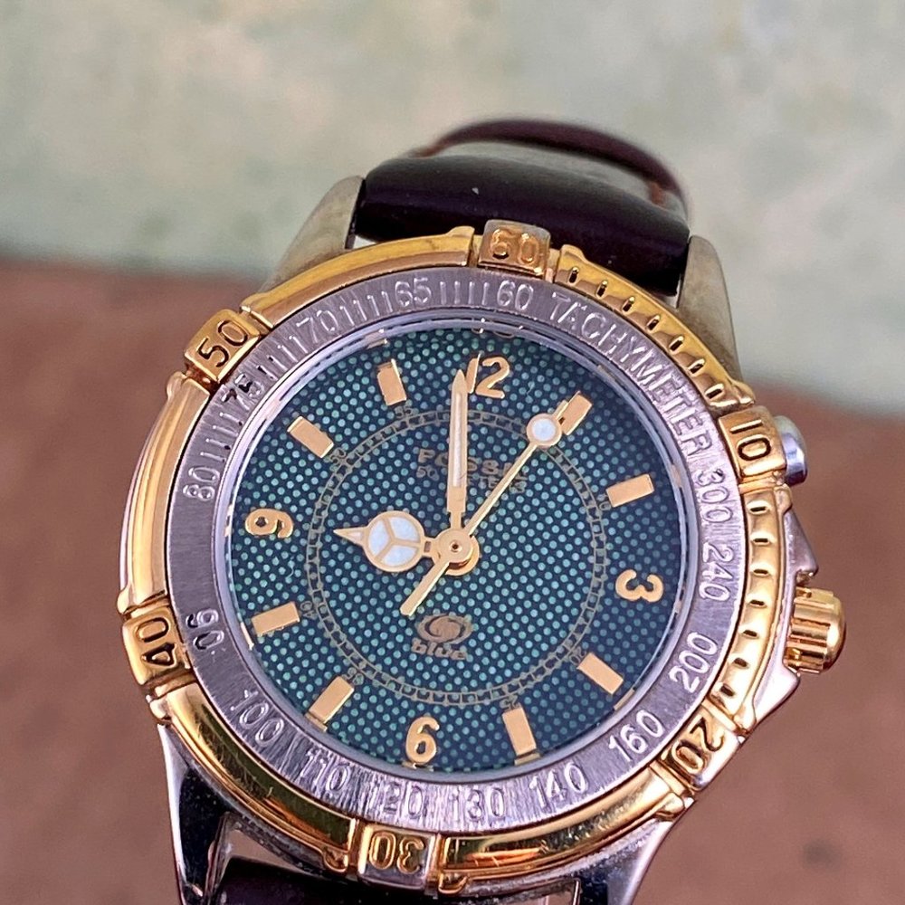 Vintage Fossil Blue Sports Watch Green Watch